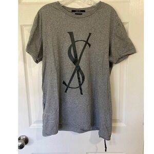 Ksubi Large Tee Gray Marl Fancy Dollar Graphic Distressed Streetwear Grunge